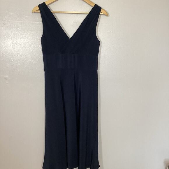 J Crew Sophia Dress Size 4 Navy Blue 100% Silk Fit & Flare Evening Cocktail - Picture 10 of 14